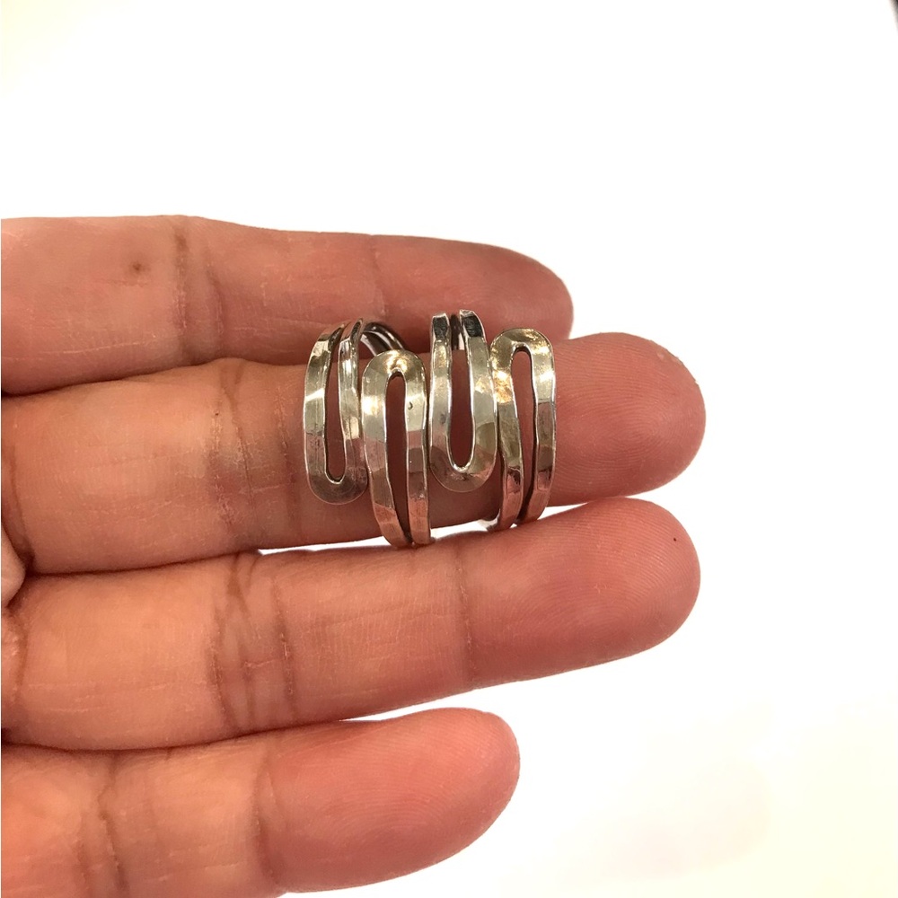 Modern Silver Spiral Ring With Interlocking Bands - image 3